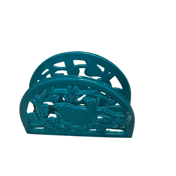 Turquoise Ceramic Bird Napkin Holder Kitchen Countertop Decor - Picture 3 of 7